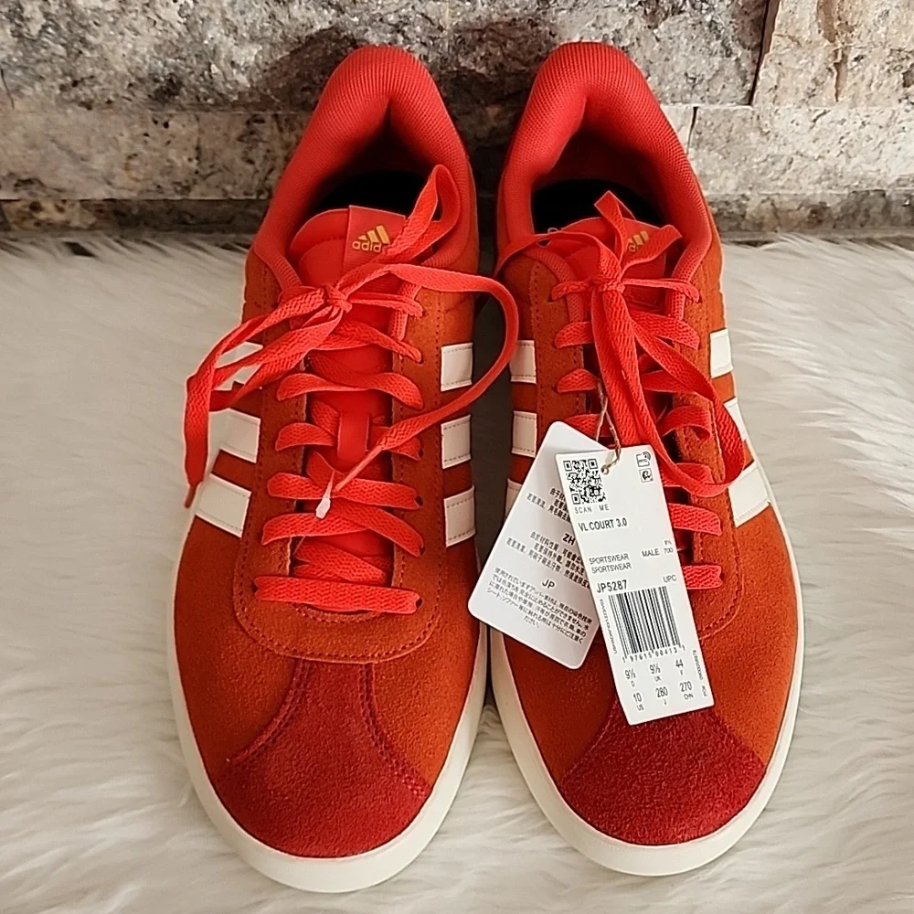 Adidas VL Court 3.0 Orange / Red and White Sneakers Brand New